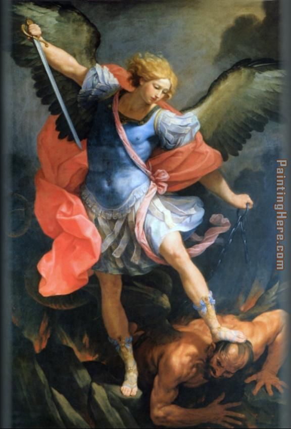 Archangel Michael painting - Guido Reni Archangel Michael art painting